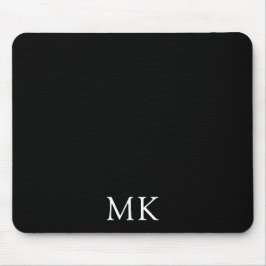 Mousepad Iniciais personalizados de monograma preto