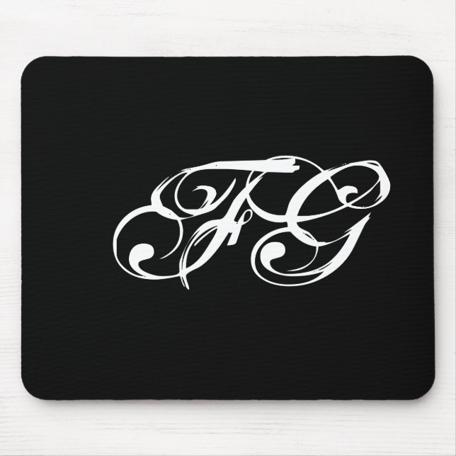 Mousepad Iniciais personalizados preto e branco moderno (Frente)