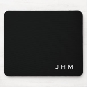 Mousepad Iniciais profissionais de monograma preto e branco