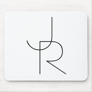 Mousepad Iniciais Sobrepostas Modernas 2 Preto no Branco