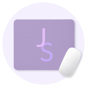 Mousepad Iniciais Sobrepostas Modernas Monogramadas Roxo