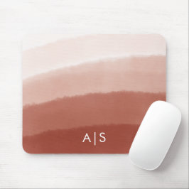 Mousepad Inicial de Monograma Aquarela Cobre Ferrugem Ombre