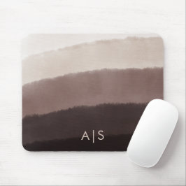 Mousepad Inicial de Monograma Aquarela Marrom Noz Ombre