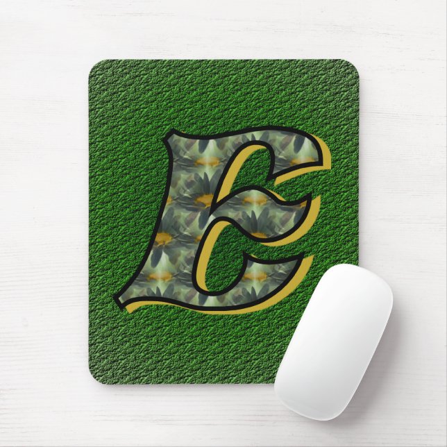 Mousepad Inicial de Monograma E Margaridas Arte Floral (Com mouse)