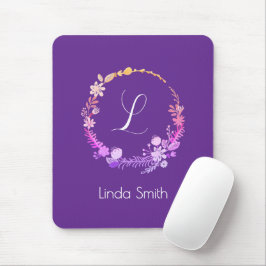 Mousepad Inicial de Monograma Elegante Nome Personalizado F