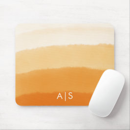Mousepad Inicial de Monograma em Aquarela Abóbora Laranja O