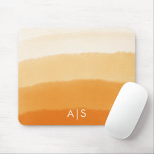Mousepad Inicial de Monograma em Aquarela Abóbora Laranja O