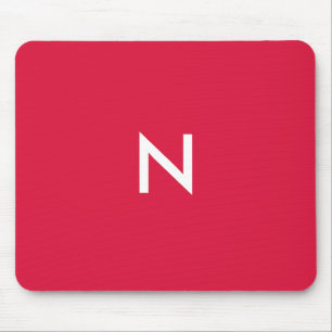 Mousepad Inicial de Monograma Minimalista Vermelho Carmesim