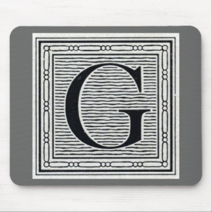 Mousepad Inicial de Woodblock do Woodcut da letra de bloco