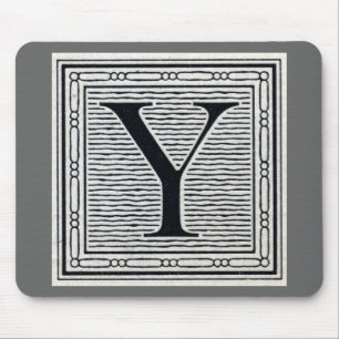 Mousepad Inicial de Woodblock do Woodcut da letra de bloco