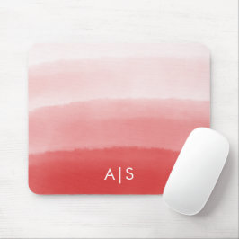 Mousepad Inicial do Monograma Aquarela Coral Vermelho Ombre