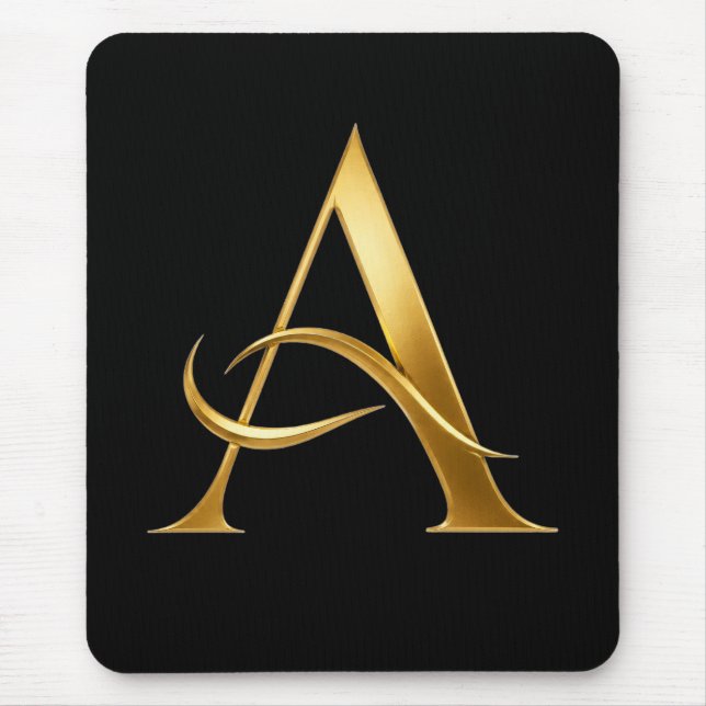 Mousepad Inicial Dourada A Design Minimalista (Frente)