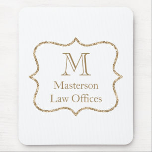 Mousepad Inicial Monograma Dourado Nome Ouro Branco Na Moda