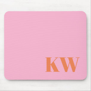 Mousepad Inicial Monograma Moderno Rosa Laranja Personaliza
