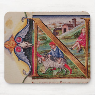 Mousepad Inicial "N" de Historiated que descreve carneiros