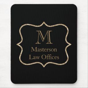 Mousepad Inicial Nome Monograma Dourado Preto Profissional