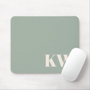 Mousepad Inicial Personalizado Monograma Verde Sage Moderno