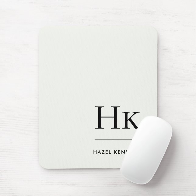 Mousepad Iniciales Clássicas Elegantes Branco Marfim Monogr (Com mouse)