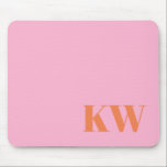 Mousepad Iniciales Personalizadas de Monograma Laranja Rosa<br><div class="desc">Mouse Pad com Inicials Personalizadas de Monograma Laranja Rosa Moderno</div>