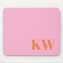 Mousepad Iniciales Personalizadas de Monograma Laranja Rosa