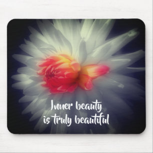 Mousepad Inner Beauty Dahlia Flores Palavras Inspiracionais