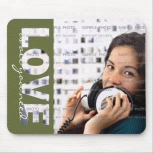 Mousepad Inserção verde da foto dos entalhes do AMOR do d