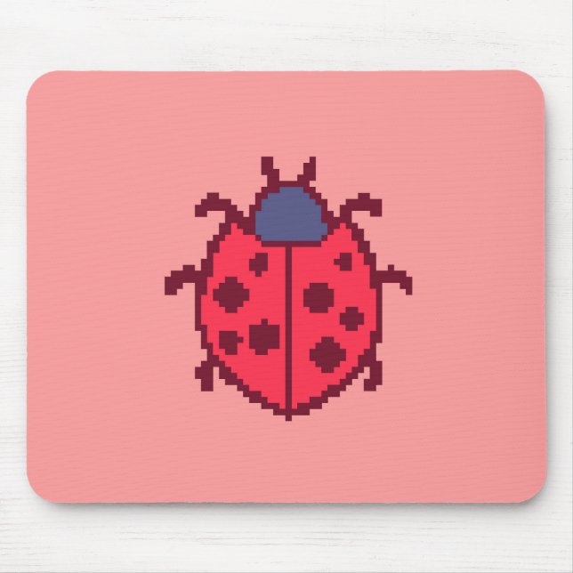 Mousepad Inseto de joaninha pixelada fofa (Frente)