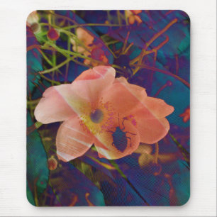 Mousepad Inseto psicodélico e proteção do mouse da flor