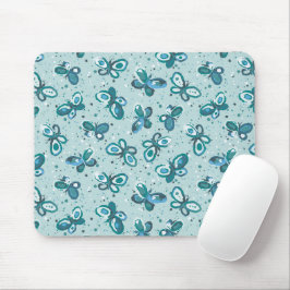 Mousepad Insetos de rabisco Borboletas - turquesa - padrão