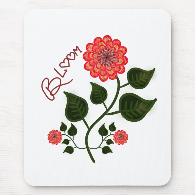 Mousepad Inspiração Floral de Arte Popular "Bloom" (Frente)