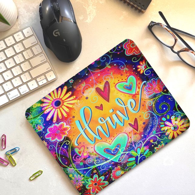 Mousepad Inspirividade do Impulso Diversão Colorida da Flor (Criador carregado)