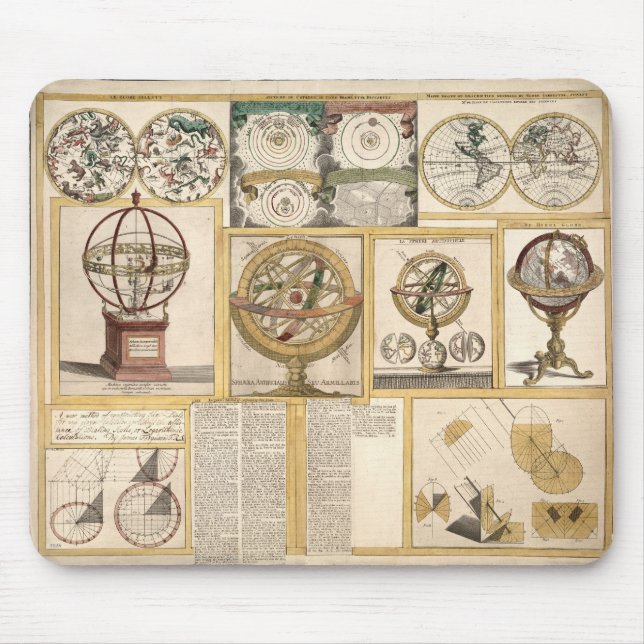Mousepad Instrumentos Astronômicos Carta Celeste Mapa Mundi (Frente)