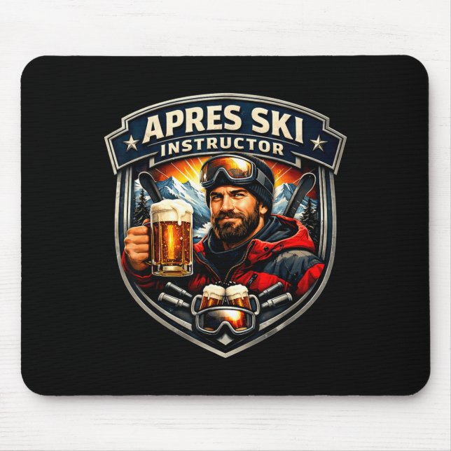 Mousepad Instrutor de après ski engraçado professor de esqu (Frente)