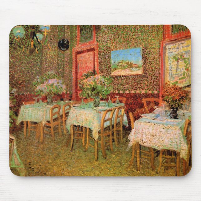 Mousepad Interior de um Restaurante por Vincent van Gogh (Frente)