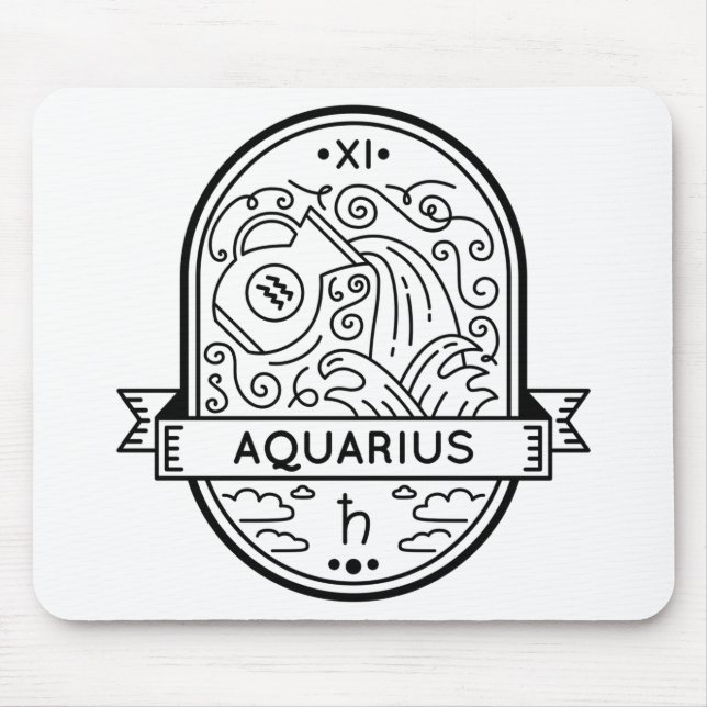 MOUSEPAD INTERRUPÇÃO DO SÍMBOLO AQUÁRIO DO CRACHÁ ZODIÁTICO (Frente)