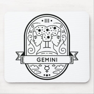 MOUSEPAD INTERRUPÇÃO DO SÍMBOLO GEMINI DO CRACHÁ ZODIAC
