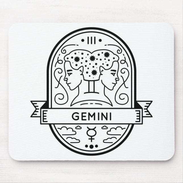 MOUSEPAD INTERRUPÇÃO DO SÍMBOLO GEMINI DO CRACHÁ ZODIAC (Frente)