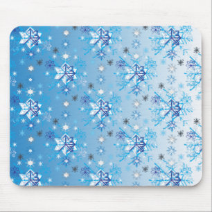 Mousepad Intrair estrelas azuis e brancas e flocos de neve