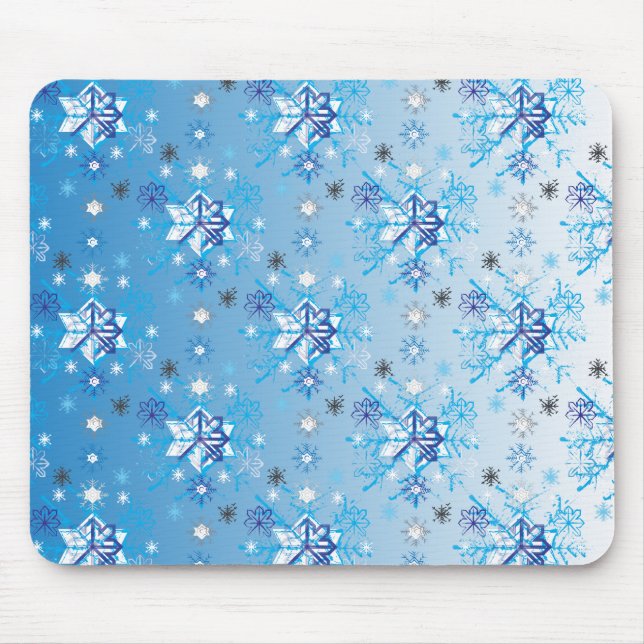 Mousepad Intrair estrelas azuis e brancas e flocos de neve (Frente)