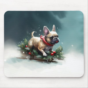 Mousepad Inverno de Natal do Buldogue Francês