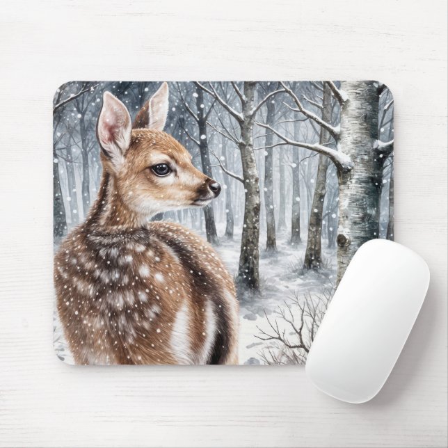 Mousepad Inverno Descoberto Em Uma Floresta (Com mouse)