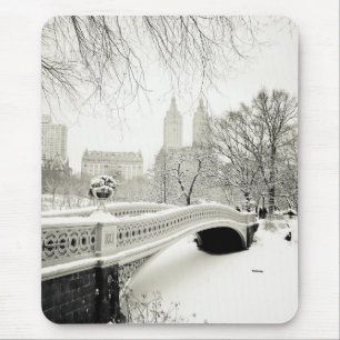 Mousepad Inverno do Central Park - neve na ponte do arco