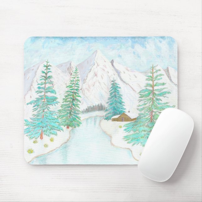 Mousepad Inverno e Sempre-verdes (Com mouse)