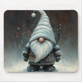 Mousepad Inverno Gnomo em uma Floresta de Neve