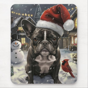 Mousepad Inverno Mágico do Bulldog Francês Natal Alegria