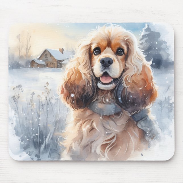 Mousepad Inverno Vibes Cocker - (Frente)