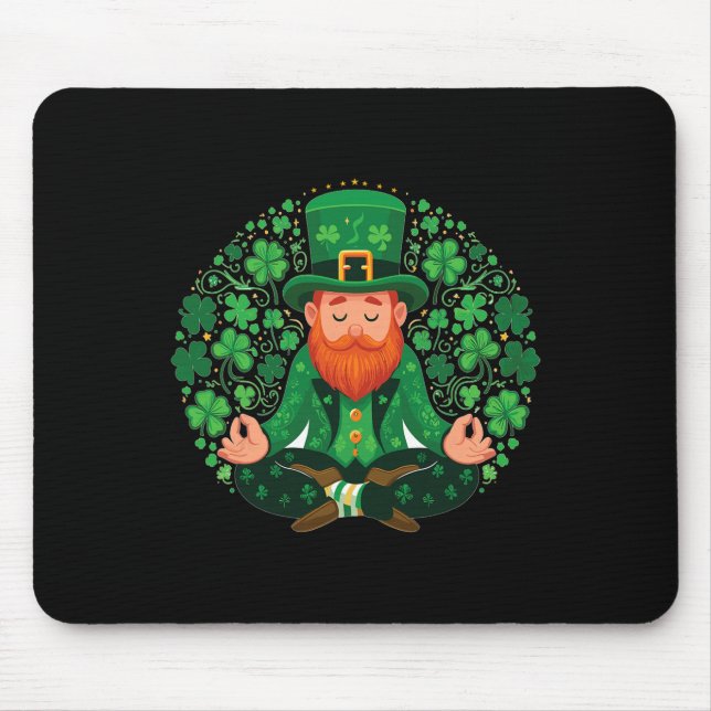 Mousepad Ioga Meditação E Relaxamento Do Leprechaun Sortudo (Frente)