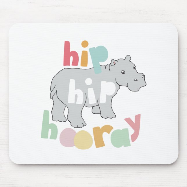 Mousepad ip Hip Hooray Cinza Hippo Desenhando Bestial Arte  (Frente)