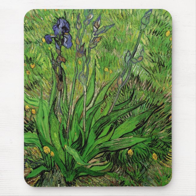Mousepad Íris por Vincent van Gogh, Flores de Jardim Antiga (Frente)