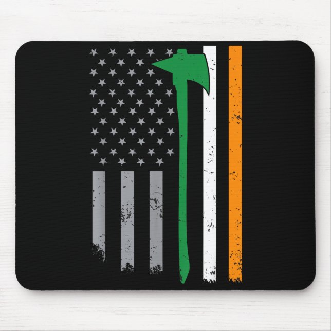 Mousepad Irish Firefighter American Flag Cool St Patricks D (Frente)